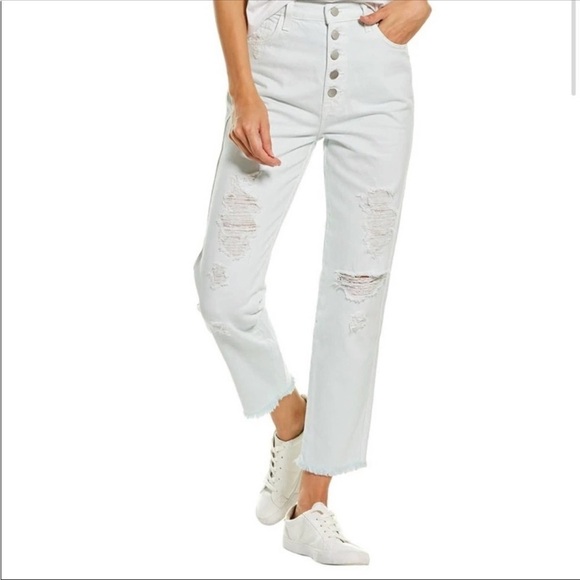 J Brand HYDROSPHERE Heather Destruct High-Rise Slim Straight Leg Jean - Picture 2 of 15